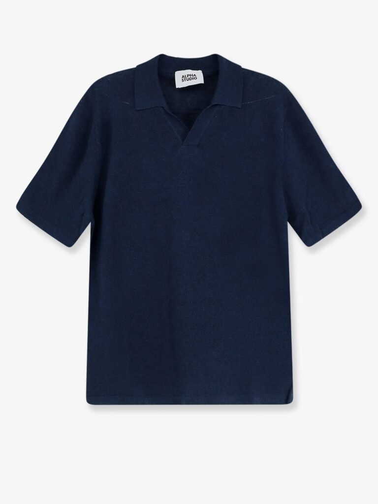 Linen and cotton blend polo shirt