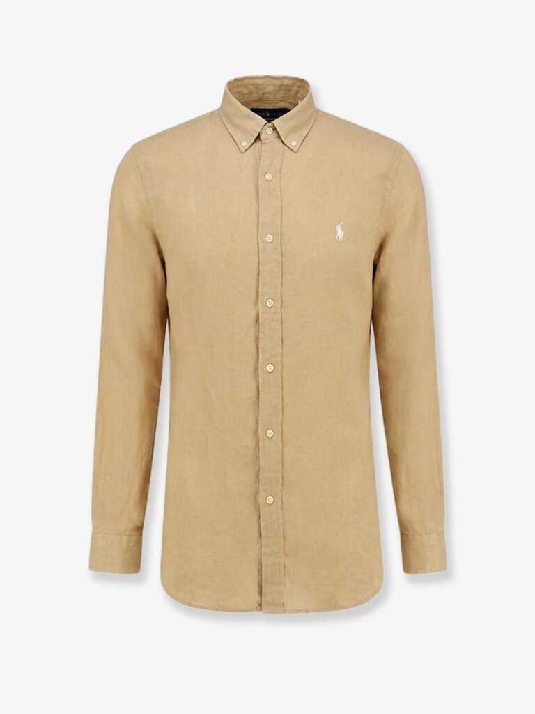 Linen shirt with logo embroidery