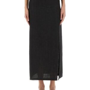 LINEN SKIRT WITH SLIT