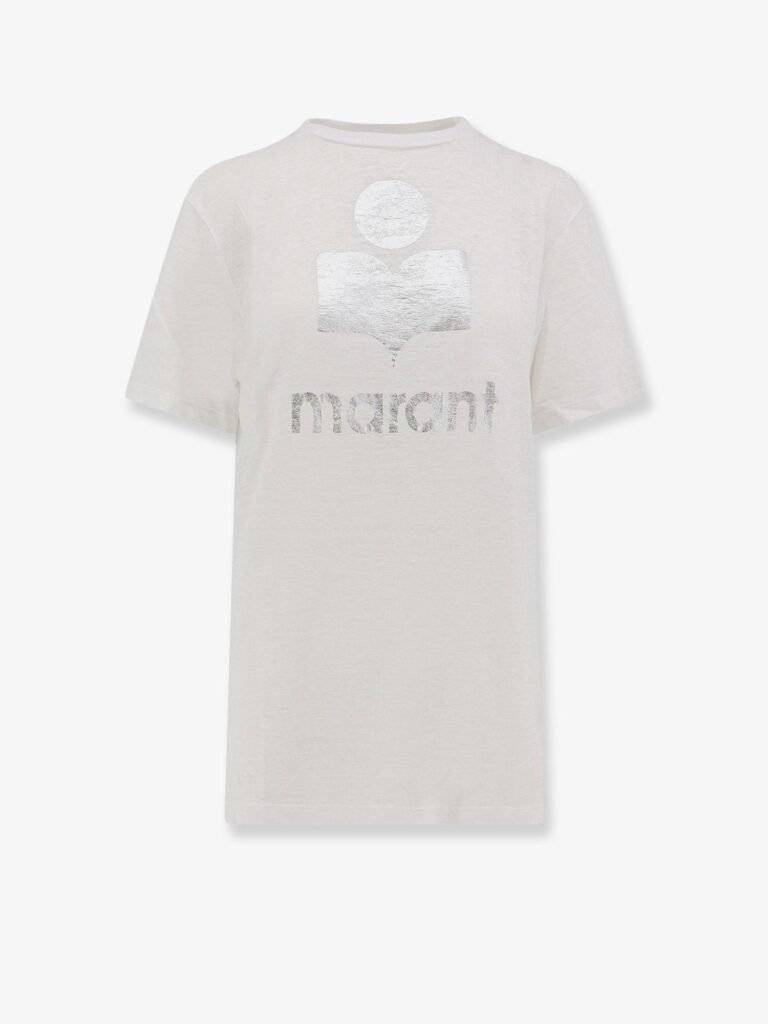 Linen t-shirt with laminated logo on the front