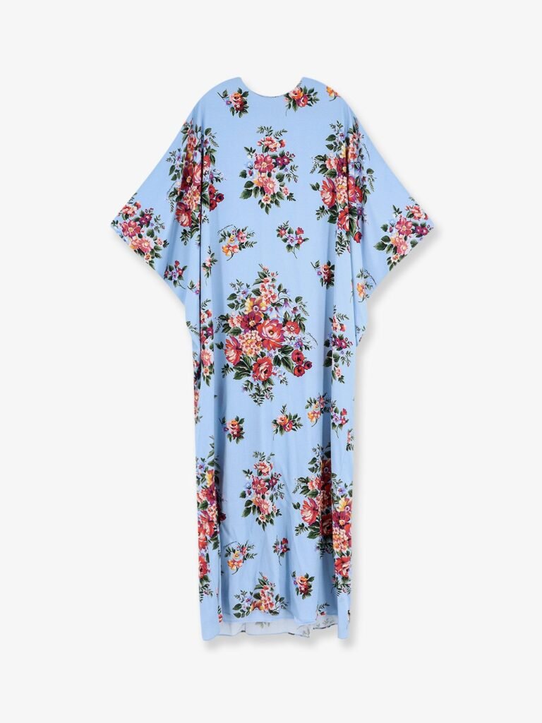 Long charmeuse dress with Mazzo di Fiori print