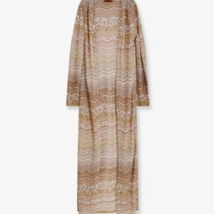 Long chevron motif cardigan with all-over sequins