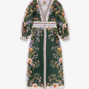 Long cotton dress with floral print