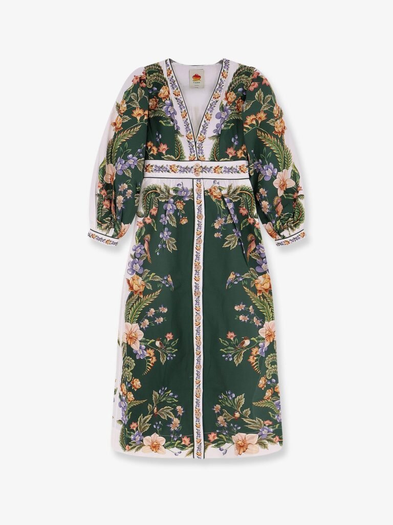 Long cotton dress with floral print