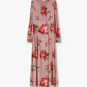 Long silk dress with Bouquet Rose print