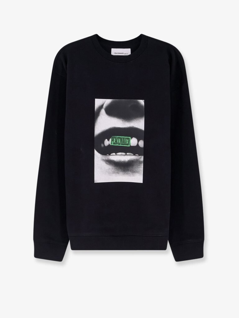 Loose Fit Crewneck Smile Print Sweatshirt