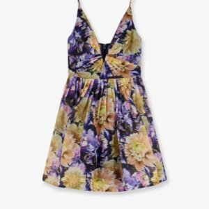 Luna silk and linen blend dress with all-over floral print