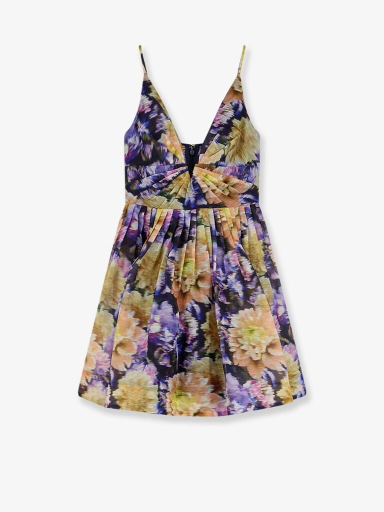 Luna silk and linen blend dress with all-over floral print