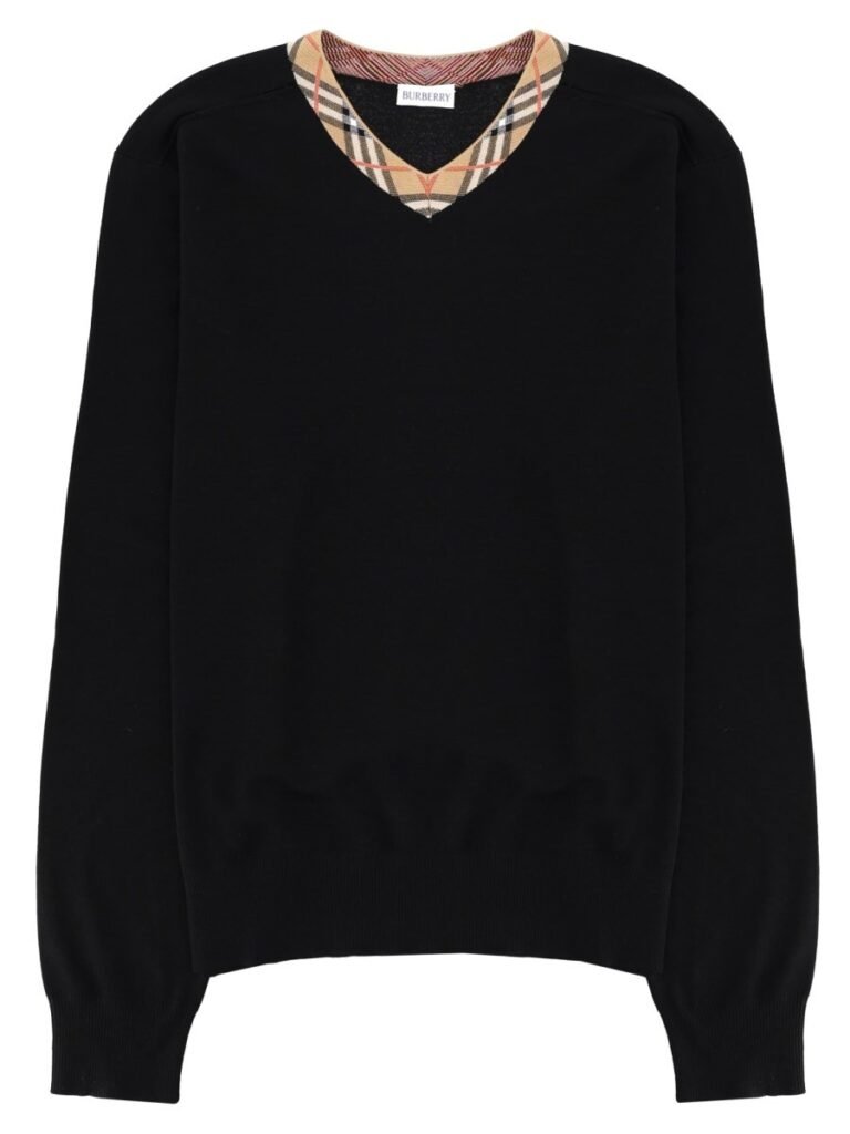 MAGLIA IN LANA MERINO CON SCOLLO "CHECK"