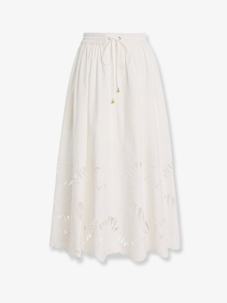 Mahon cotton skirt with embroidered detail on the bottom