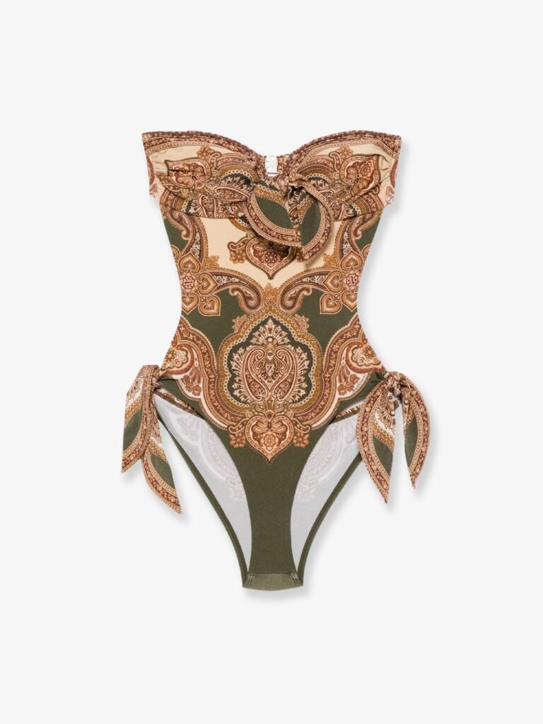 Mahon nylon one-piece swimsuit with paisley print