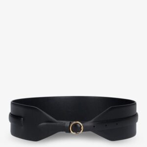 Maxi leather belt with metal buckle
