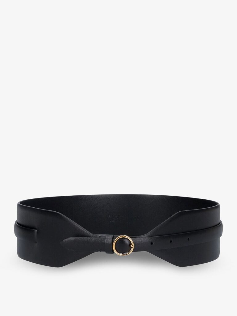 Maxi leather belt with metal buckle
