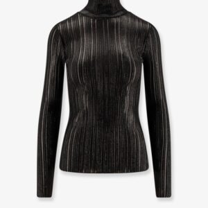 Metallic fabric turtleneck sweater