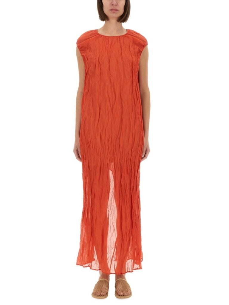 METALLIC GAUZE LONGUETTE DRESS