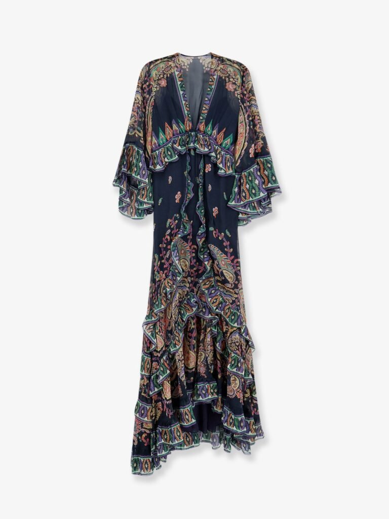 Multicolor silk long dress