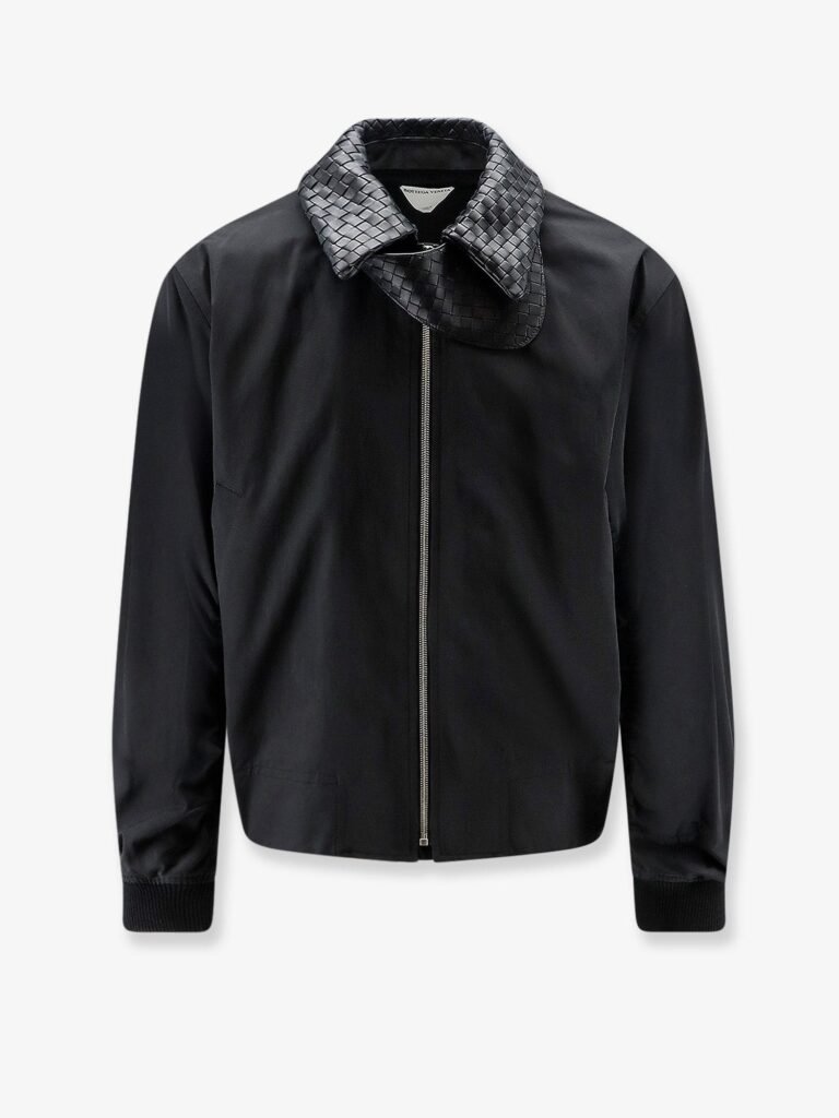 Nylon and cotton jacket with Intrecciato details