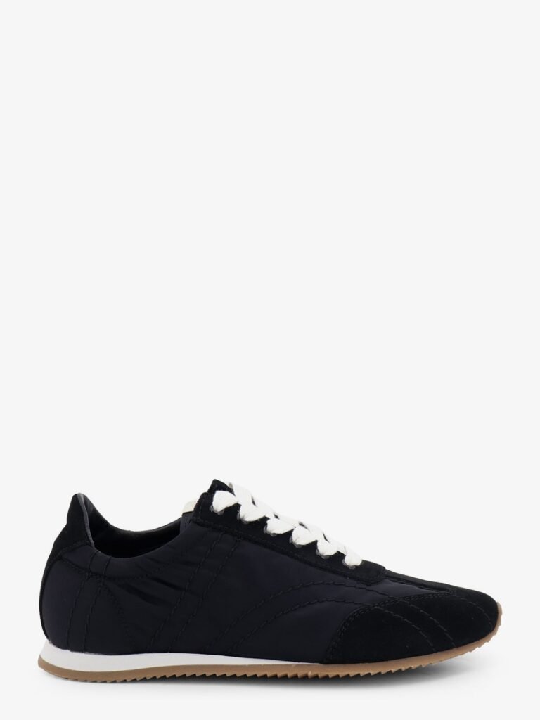 Nylon and suede sneakers with all-over stitching