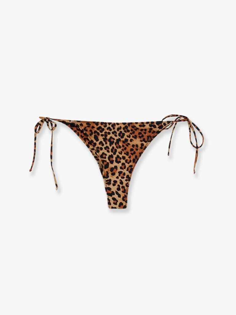 Nylon bikini bottoms with animal print