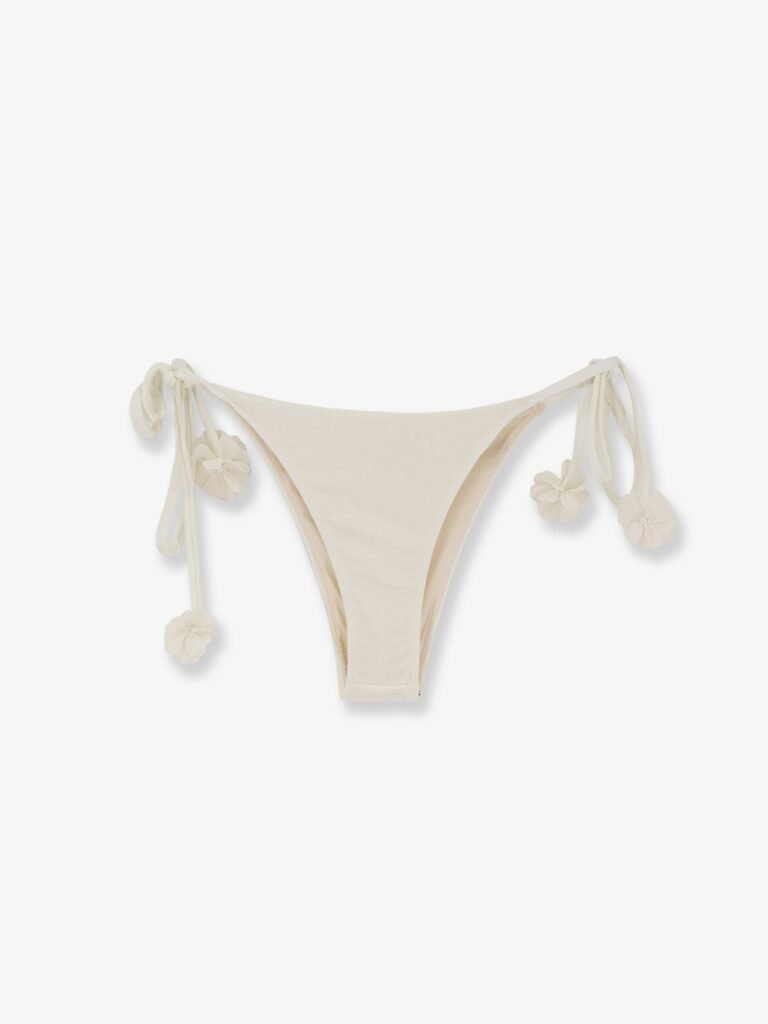Nylon bikini bottoms with floral detail