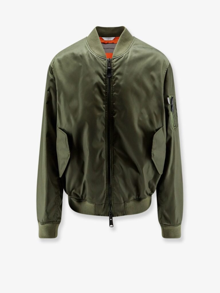 Nylon bomber with orange lining