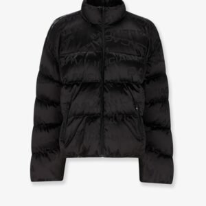 Nylon down jacket with all-over lettering logo
