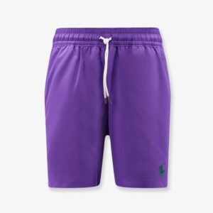 Nylon swim trunks with embroidered logo