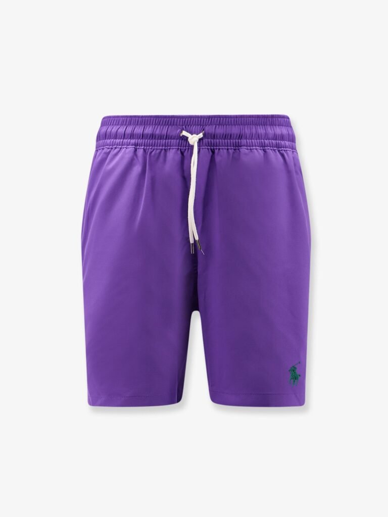 Nylon swim trunks with embroidered logo