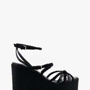Nyra leather and raffia sandals