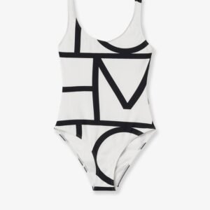 One-piece swimsuit with Monogram print