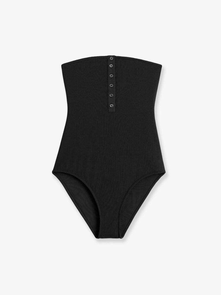 One-piece swimsuit with ribbed knit