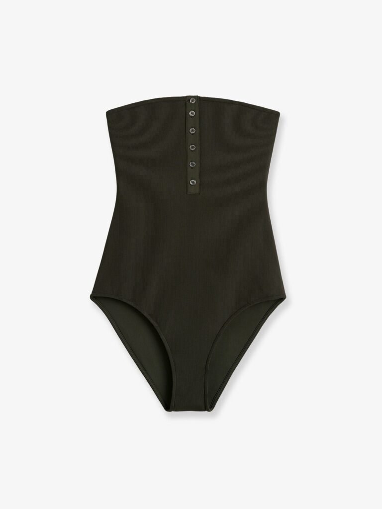 One-piece swimsuit with ribbed pattern