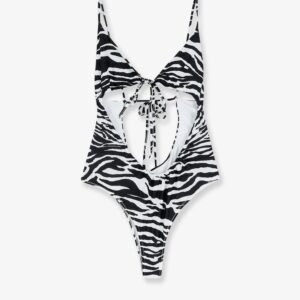 One-piece swimsuit with zebra print