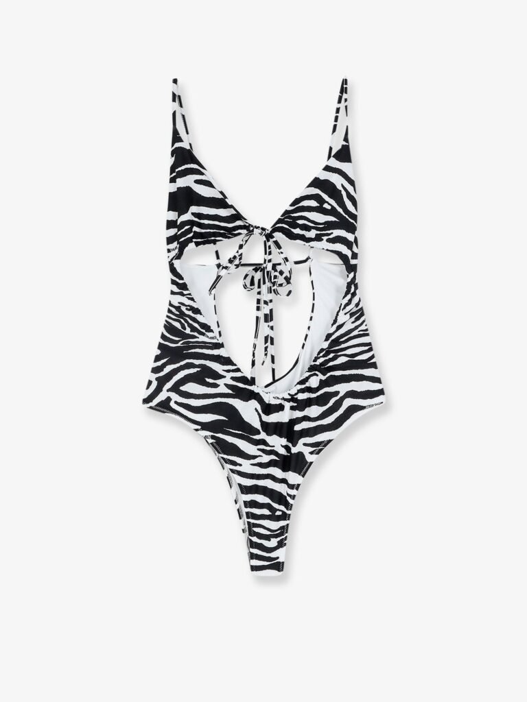 One-piece swimsuit with zebra print