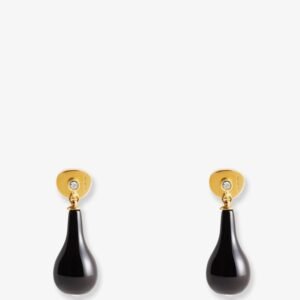 Onyx drops brass earrings
