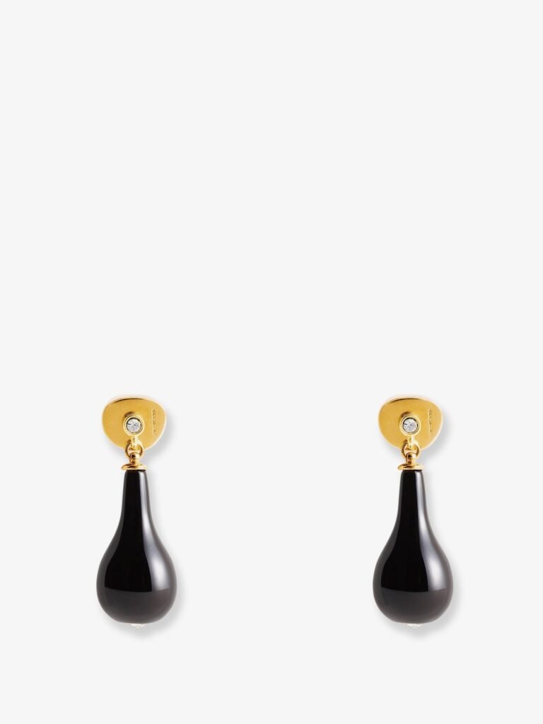 Onyx drops brass earrings