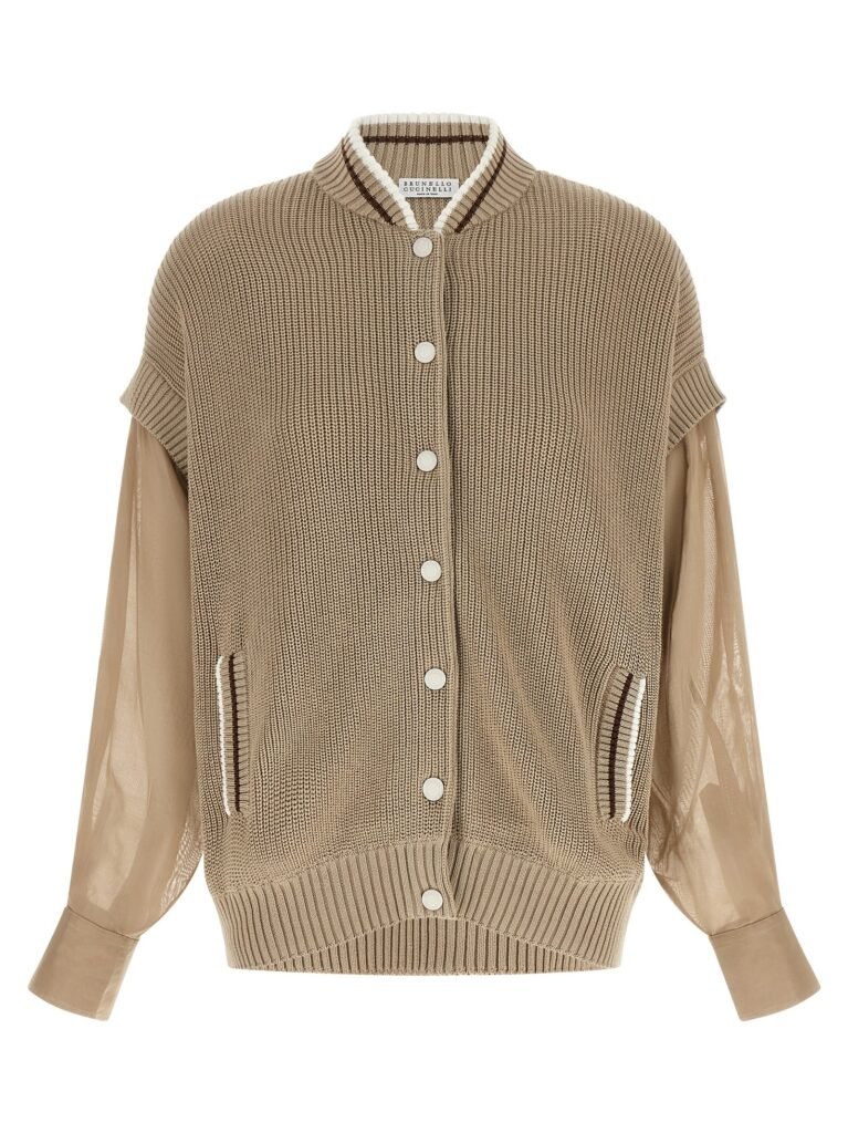 Organza sleeve cardigan