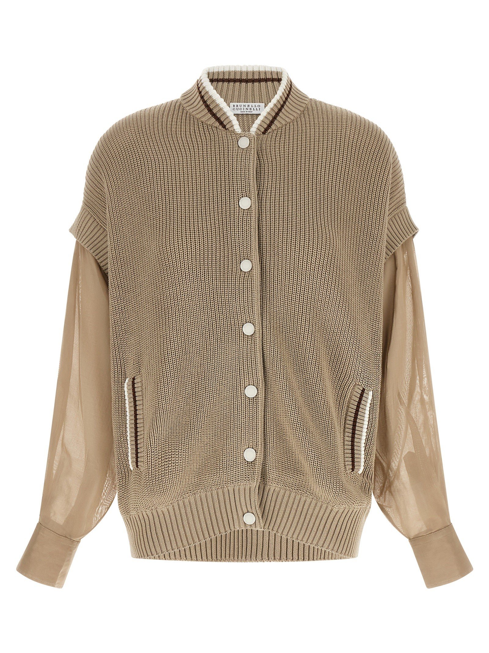 Organza sleeve cardigan