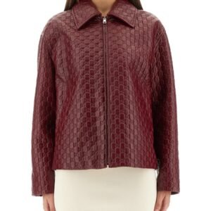 OVERSIZED LEATHER JACKET WITH EMBOSSED GG