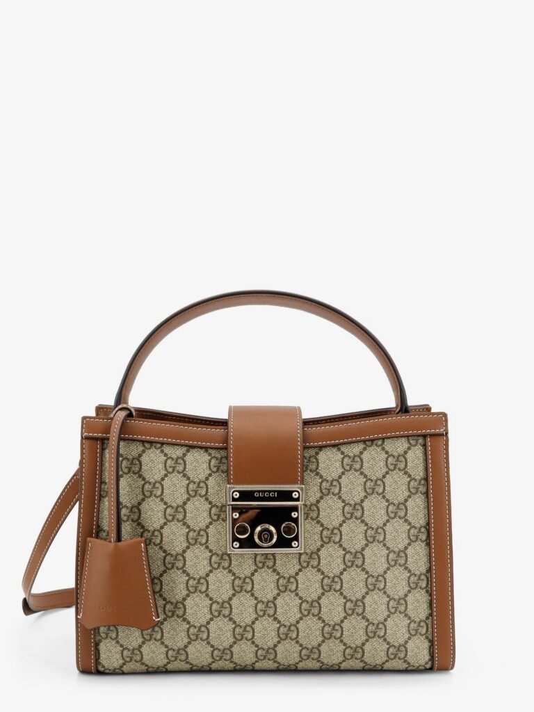 Padlock handbag with shoulder strap