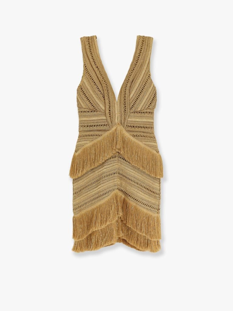 Pampas mini dress with embroidery and fringes