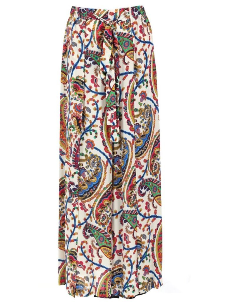 PANTALONE PALAZZO CON CINTURA E MOTIVO PAISLEY