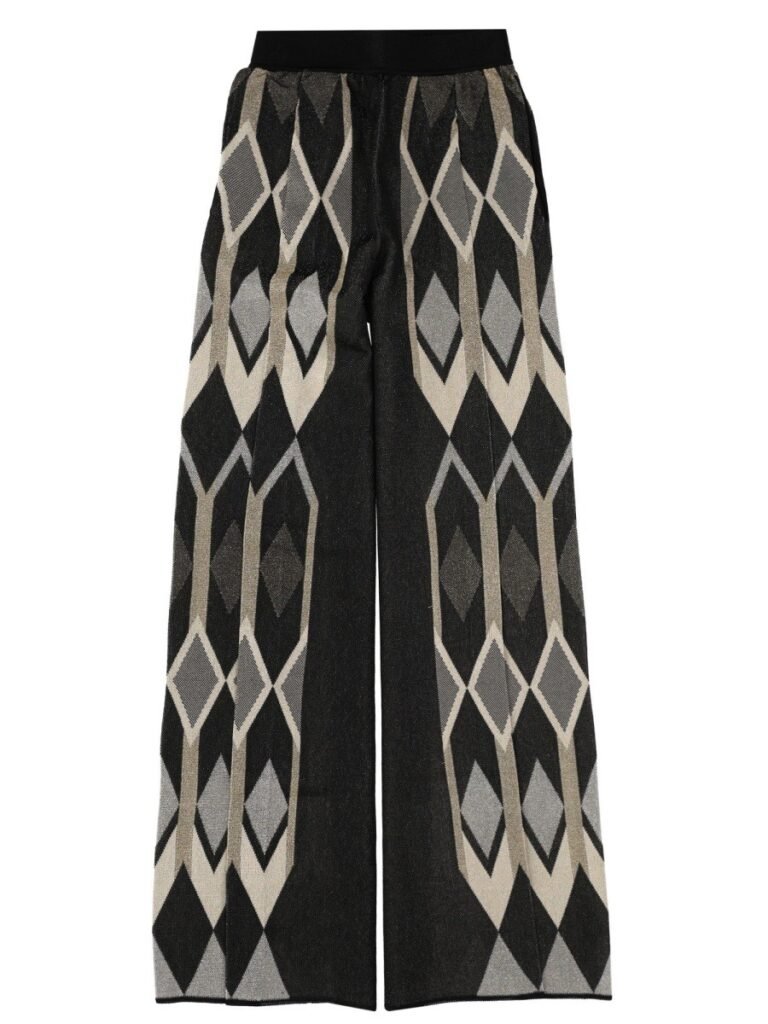 PANTS WITH GEOMETRIC LAMÉ JACQUARD DESIGN