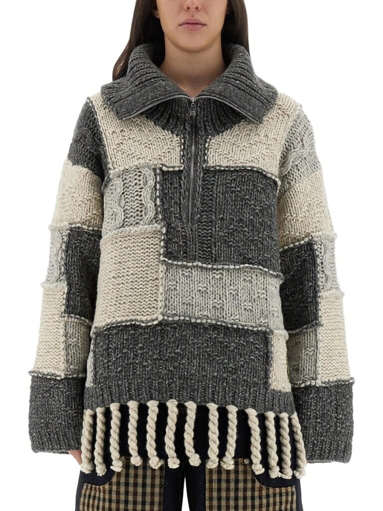 PATCHWORK JERSEY WITH BANGS