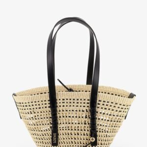 Paula's Ibiza -Braid raffia and leather shoulder bag