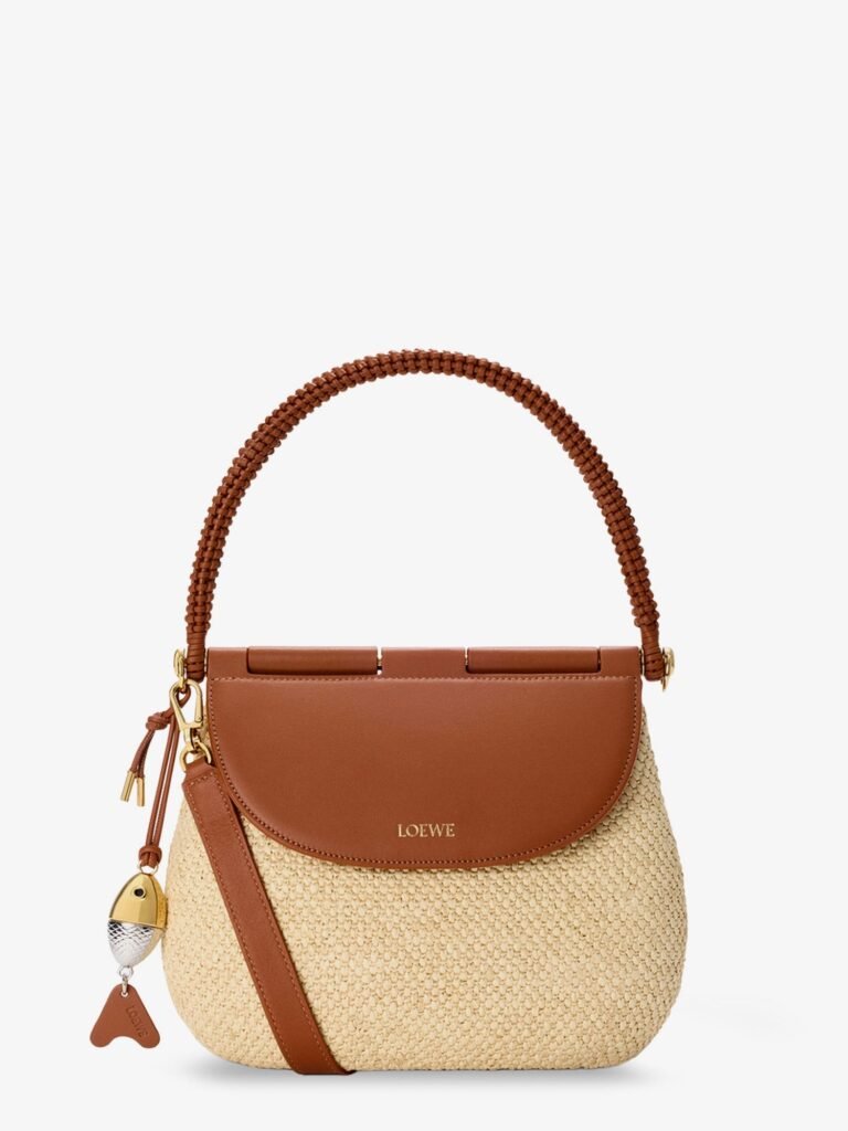 Paula's Ibiza Raffia and Leather Pescador crossbody bag