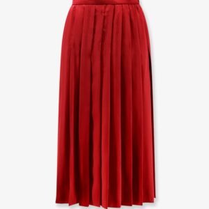Pleated silk midi skirt