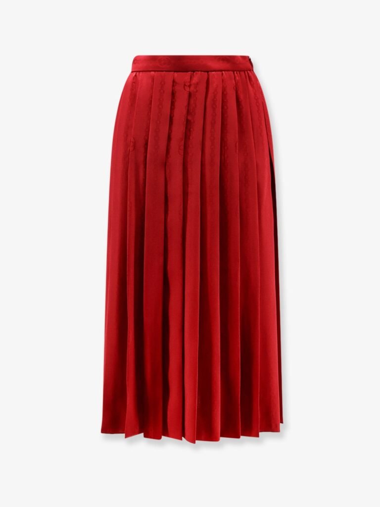 Pleated silk midi skirt