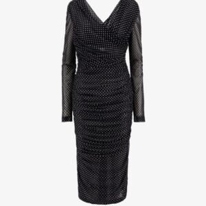 Polka-dots dress with drapery