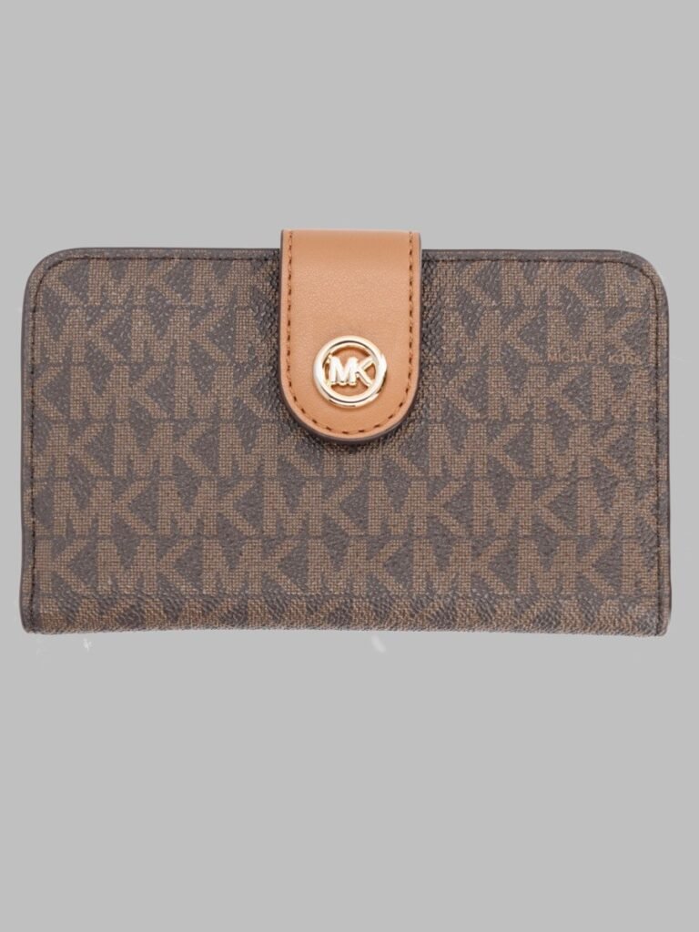 PORTAFOGLIO MEDIUM CON STAMPA LOGO E CIONDOLO MK POP